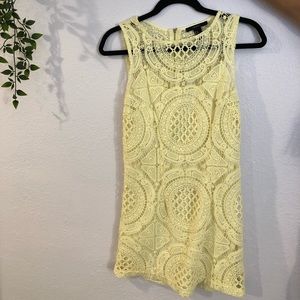 Yellow lace mini dress